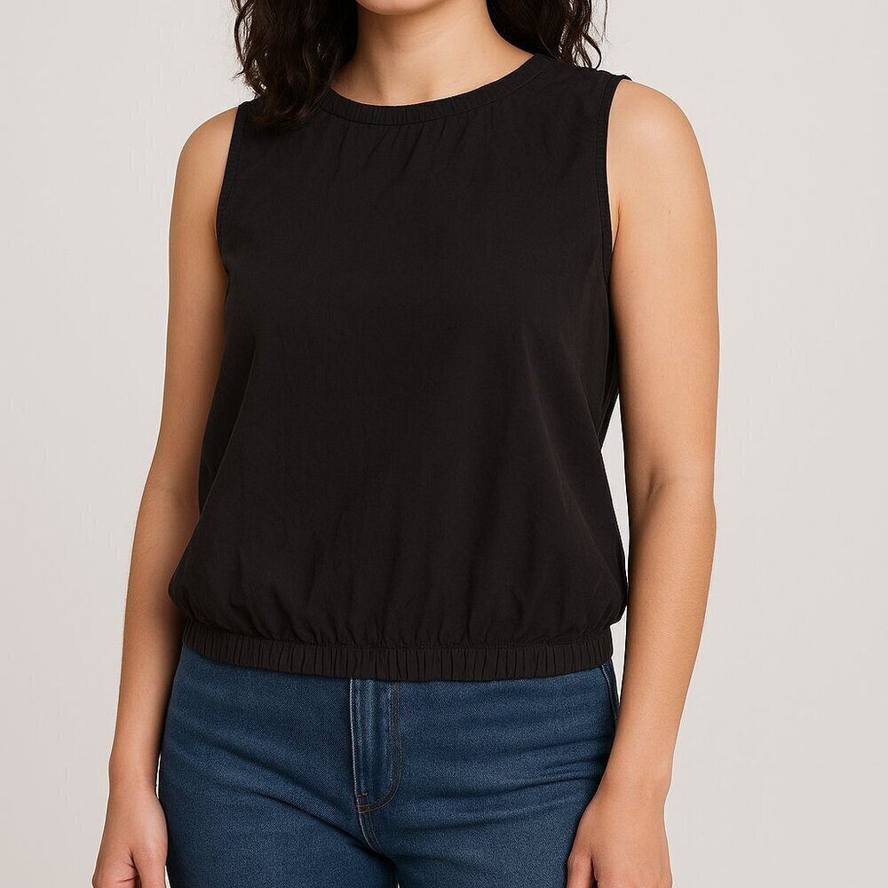 Bella Dahl Smocked Tank Top Black Sleeveless Blouse Size Small NWT